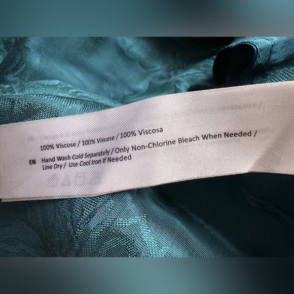 Band of the Free Skirt S Deep Teal Silky Draped Midi Floral Boho New - Picture 5 of 6